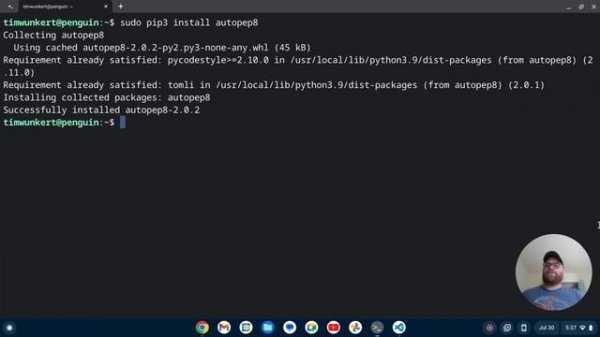 How to Set Up VS Code For Autopep8 on a Chromebook