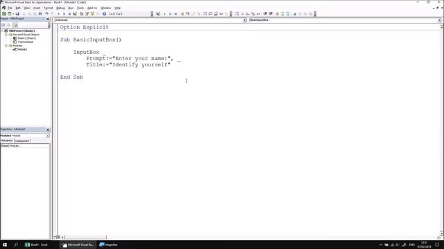 Excel VBA Online Course - 5.3.1 Displaying an Input Box смотреть онлайн