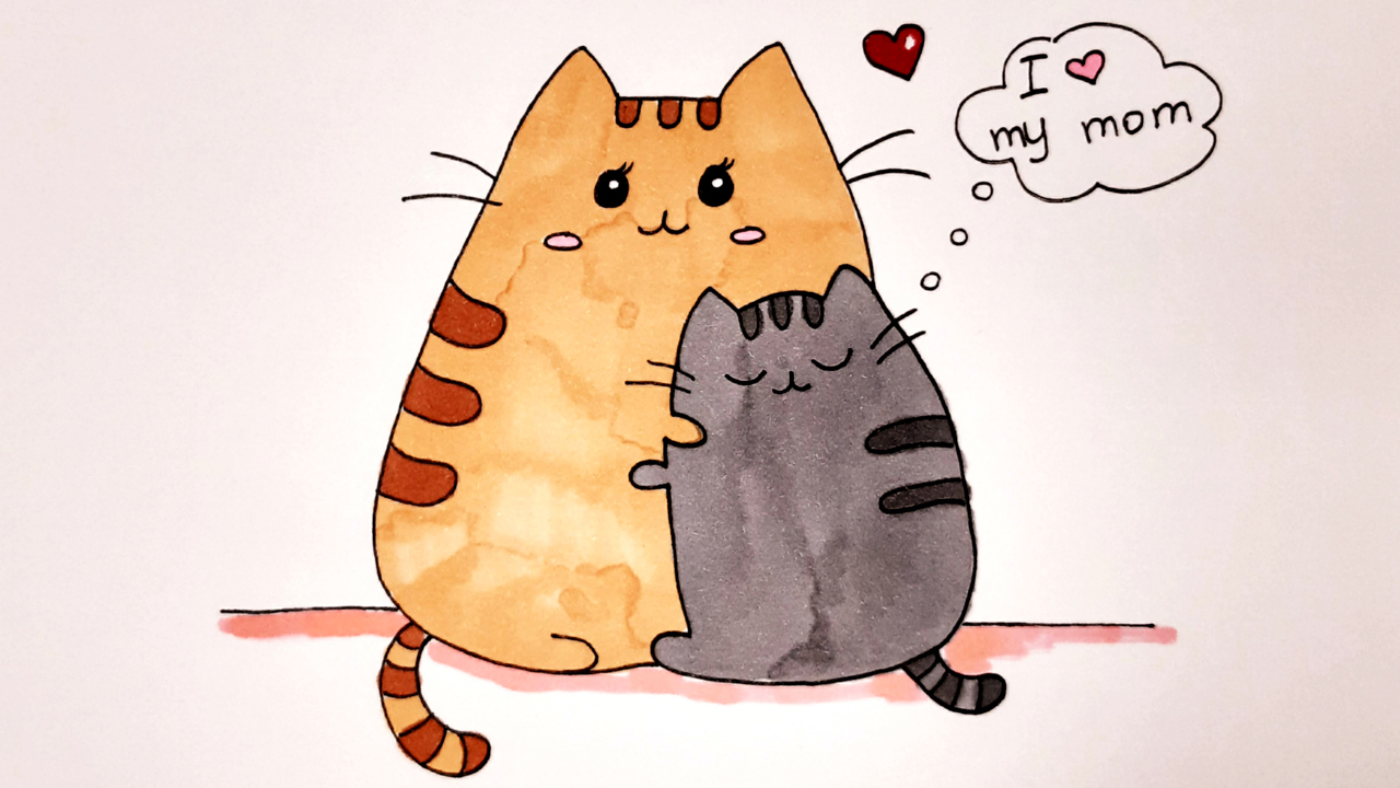 Как нарисовать КОТА ПУШИНА С МАМОЙ/How to draw a PUSHIN CAT With MOM/ смотреть онлайн