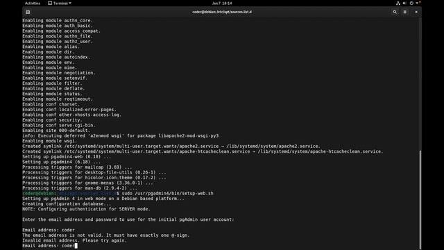 Установка pgAdmin 4 на Debian 11 смотреть онлайн