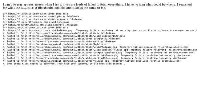 15.04 Server fails to update with failed to fetch temporary failure resolving errors смотреть онлайн