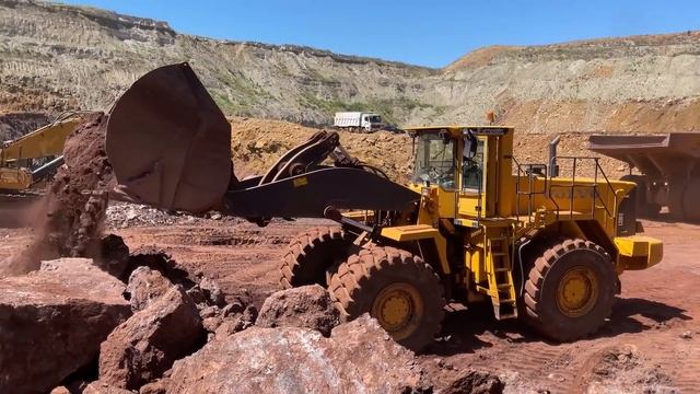 Volvo L330E Wheel Loader Loading Cateprillar 775E Dumpers - Sotiriadis Mining Works