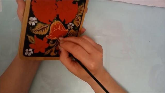 Красные цветы с элементами хохломы смотреть онлайн