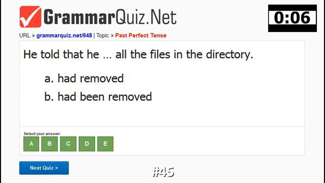 English Quiz #45: Past Perfect Tense - part1 #grammarquiz смотреть онлайн