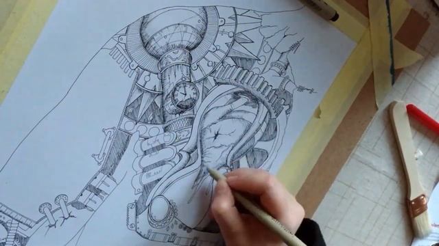 STEAMPUNK TATTOO DESIGN P2 | Ink Drawing Tattoo Commission смотреть онлайн