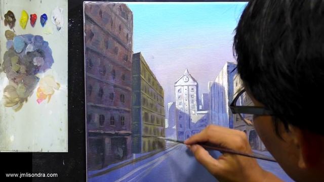 Acrylic Landscape Painting TUTORIAL / City Street / JMLisondra