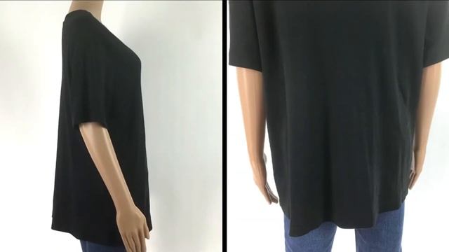 White Stag Women's Size 18W / 20W Top Black Short Sleeve Cotton Rayon смотреть онлайн