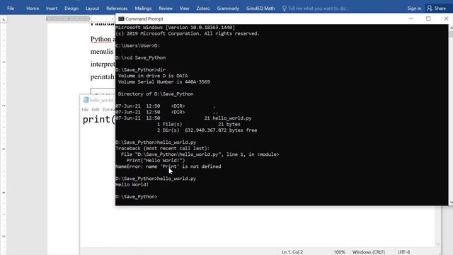 Pemrograman Python dengan Command Prompt dan Notepad смотреть онлайн
