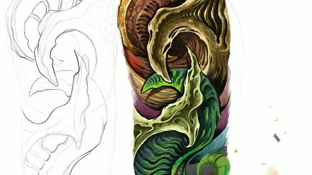 How to draw tattoo design … demo biomechanical design смотреть онлайн