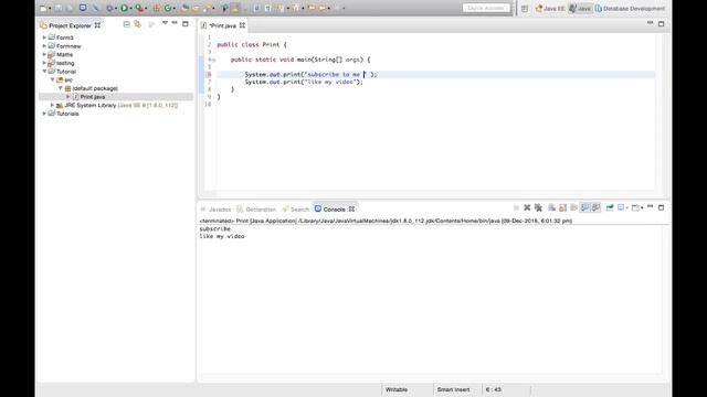 Java tutorial - episode 3:- print, println and printf смотреть онлайн