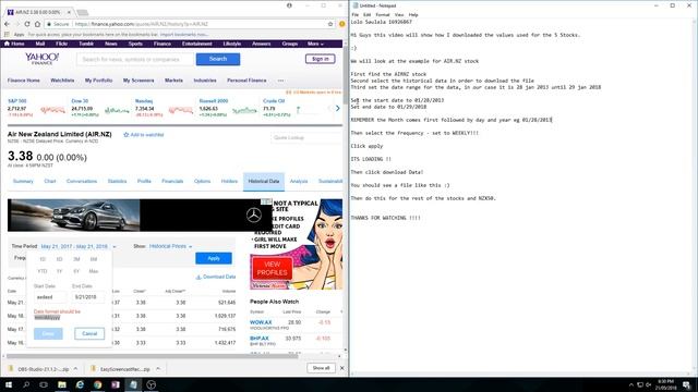 How to download weekly data from Yahoo Finance (Stock Selection) смотреть онлайн