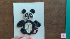 Лепим из пластилина. Картина из жгутиков. Панда