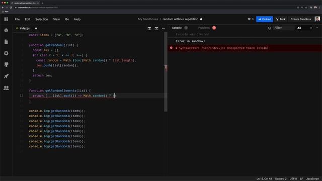 Pick 3 random elements from a list without repeating them using JavaScript смотреть онлайн