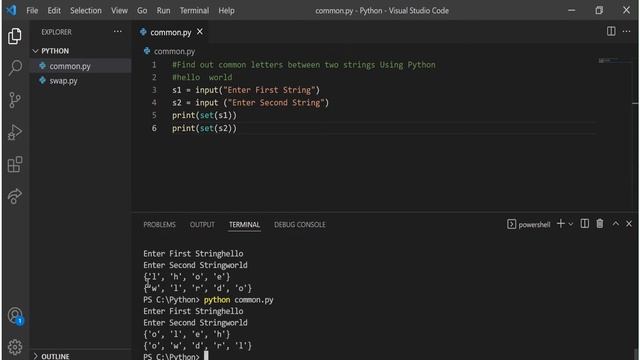 Frequently Asked Python Program - Interview Questions - Find out common letters between two strings смотреть онлайн