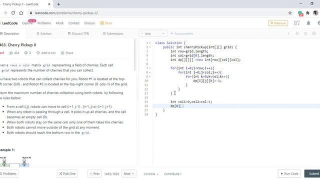 Cherry Pickup II | Live Coding with Explanation | Leetcode #1463 смотреть онлайн