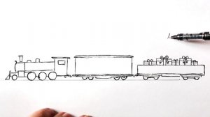 Как нарисовать паровоз Деда Мороза