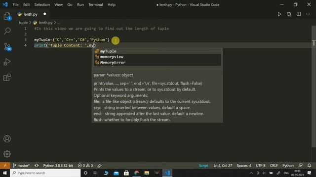 Tuple - Tuple Length | Python | Coding смотреть онлайн