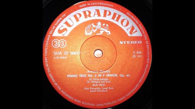Dvorak, Piano Trio Op 65 , 3,4 Mov , SUK TRIO