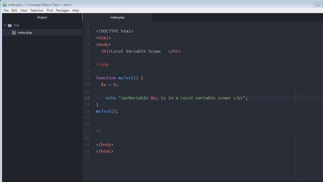 PHP Local Variable Scope смотреть онлайн