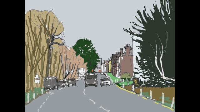 Ipad art - New Walk, Beverley looking towards North Bar Within. iPad Sketch. смотреть онлайн