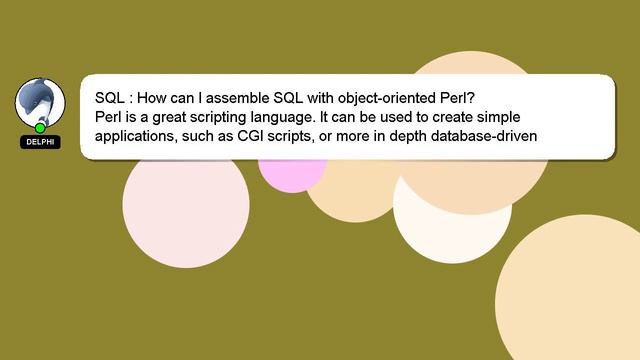 SQL : How can I assemble SQL with object-oriented Perl? смотреть онлайн