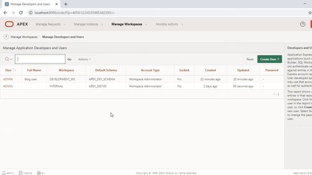 Oracle Apex 20.1 | Create Workspace & Create Developer User смотреть онлайн