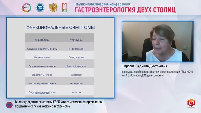 Фирсова Л.Д. Внепищеводные симптомы ГЭРБ или соматические проявления пограничных психических расстр смотреть онлайн
