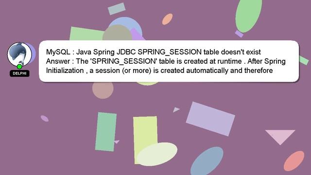 MySQL : Java Spring JDBC SPRING_SESSION table doesn't exist смотреть онлайн