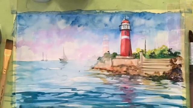 FRESH ART Морской пейзаж акварелью