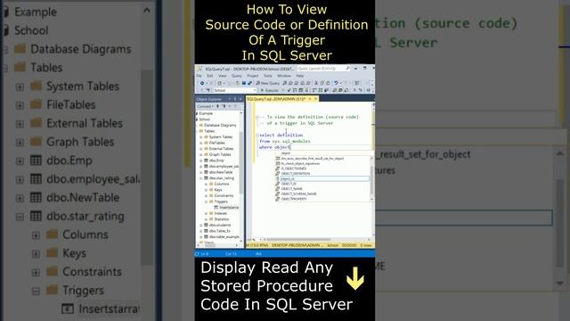 Trigger source code definition View or read in sql server tutorials #triggers смотреть онлайн