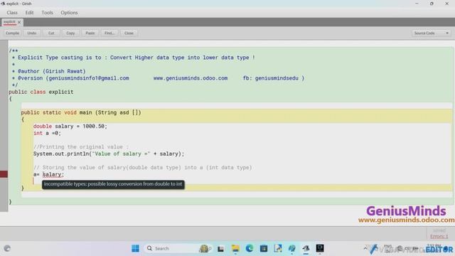 Explicit Typecasting in java. Converting one data type to another. смотреть онлайн