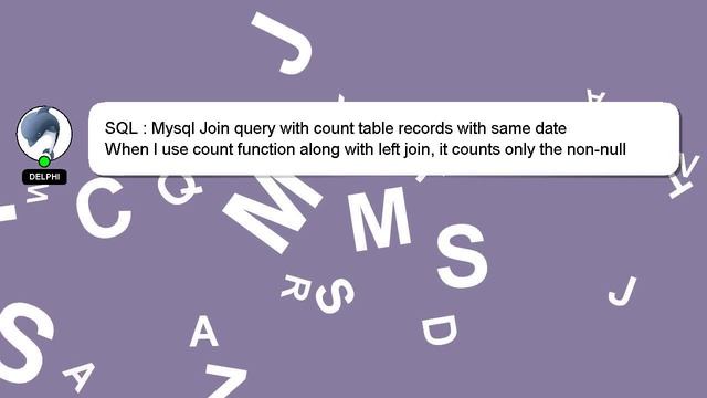 SQL : Mysql Join query with count table records with same date смотреть онлайн