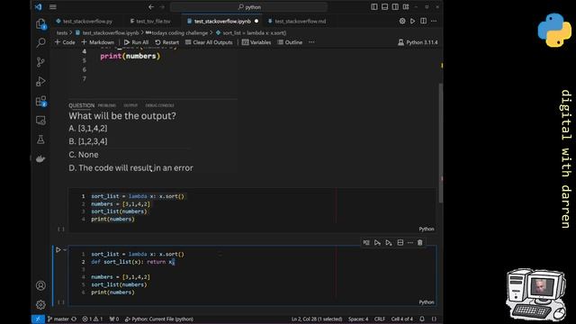 daily coding question - lambda function and sort смотреть онлайн