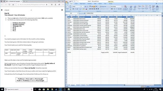 Functional Skills Level 2 ICT tutorial - EXCEL - Mock Exam Question Using IF AND Formula смотреть онлайн