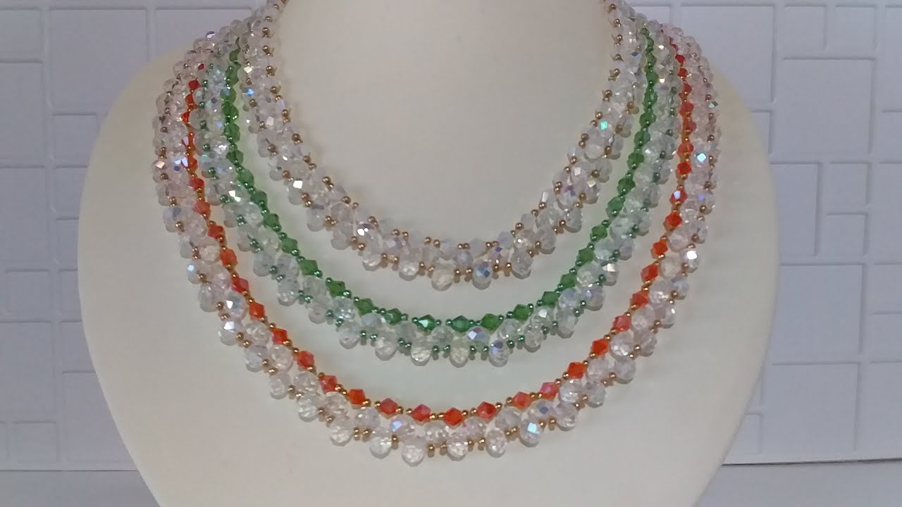 Бисероплетение. Украшение из бисера. Ожерелье из бисера и бусин. Мастер класс. Пошаговый МК. смотреть онлайн