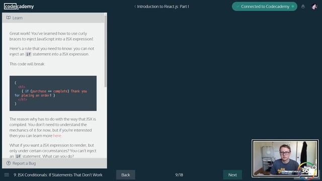 Advanced JSX: ReactJS CodeCademy смотреть онлайн