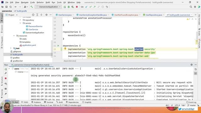 #22.5.2 Default Spring Security Config | User Service смотреть онлайн