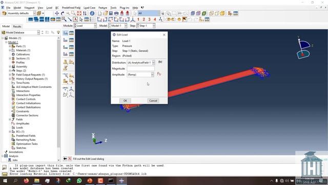 Distributed load and pressure using Analytical field and dload subroutine in Abaqus смотреть онлайн
