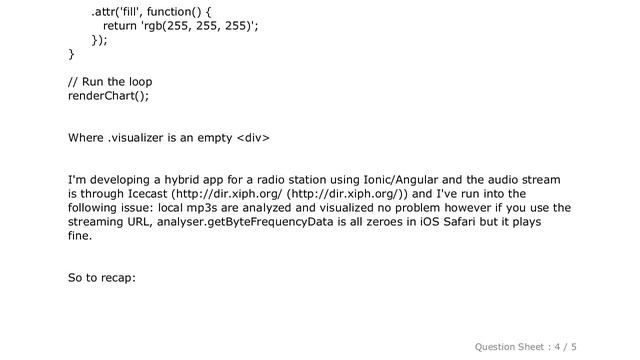 HTML : Possible to analyze streaming audio from Icecast using Web Audio API and createMediaElementS смотреть онлайн