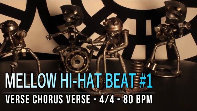 80 BPM - Mellow Hi-Hat beat - 4/4 Drum Track - Metronome - Drum Beat смотреть онлайн