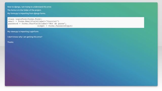 ModuleNotFoundError: No module named 'forms' смотреть онлайн