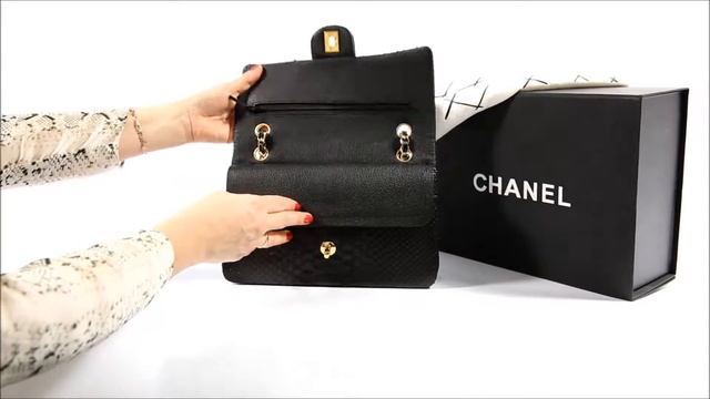 Сумка черная из кожи питона Chanel Python Classic Double Flap bag 2 55 LUX смотреть онлайн
