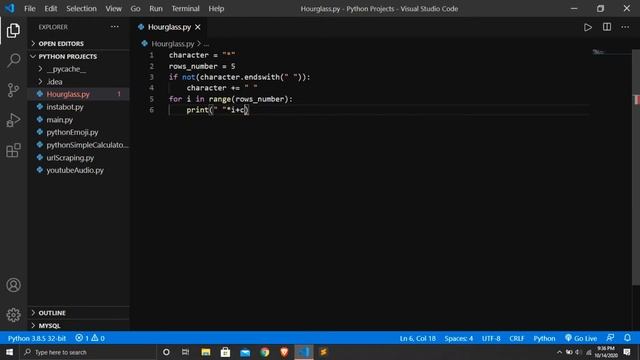 Program To Print Hourglass Pattern in Python смотреть онлайн