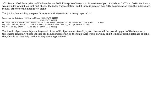 DevOps & SysAdmins: Index rebuild stored procedure fails while calling temporary table смотреть онлайн