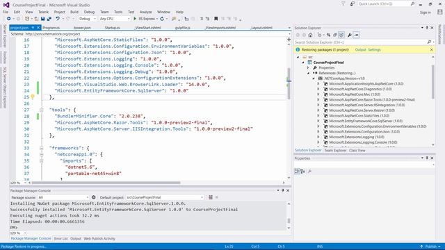 Learning ASP.NET x78 EF Core Sql Server & Command Tooling package installation Project Json смотреть онлайн