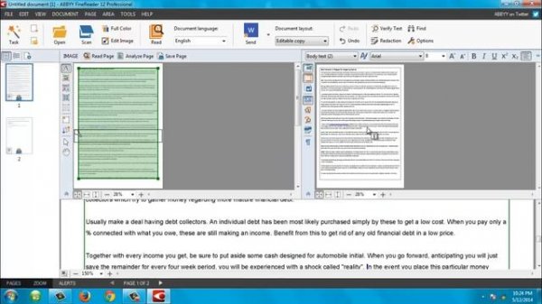 Scan PDF and convert it to word with ABBYY Fine Reader Professional 12
