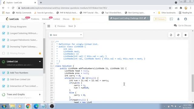 Add Two Numbers - Leetcode medium question смотреть онлайн