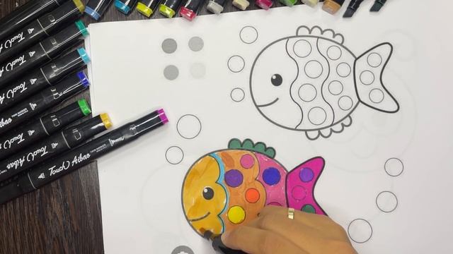 Drawing a fish Easy | How to color a fish for children смотреть онлайн