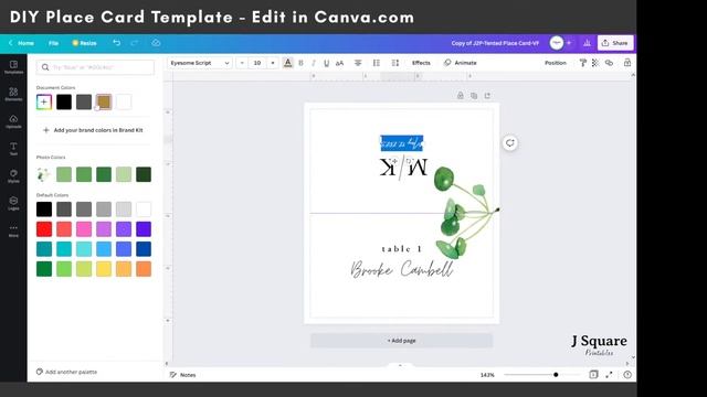 DIY Place Card Template in Canva- Verdant Foliage смотреть онлайн