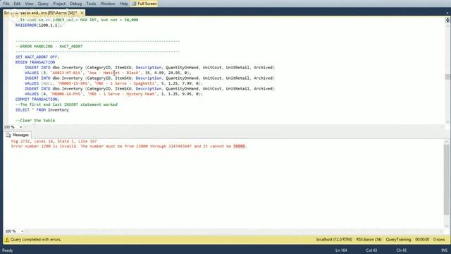 SQL Errors and Error Handling смотреть онлайн